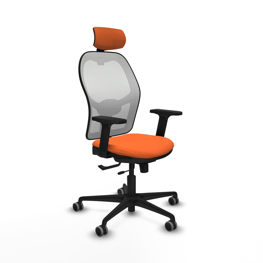 Jorquera traslack malla blanca bali naranja brazos 2D base nailon cabecero 2D ruedas 65mm engomada