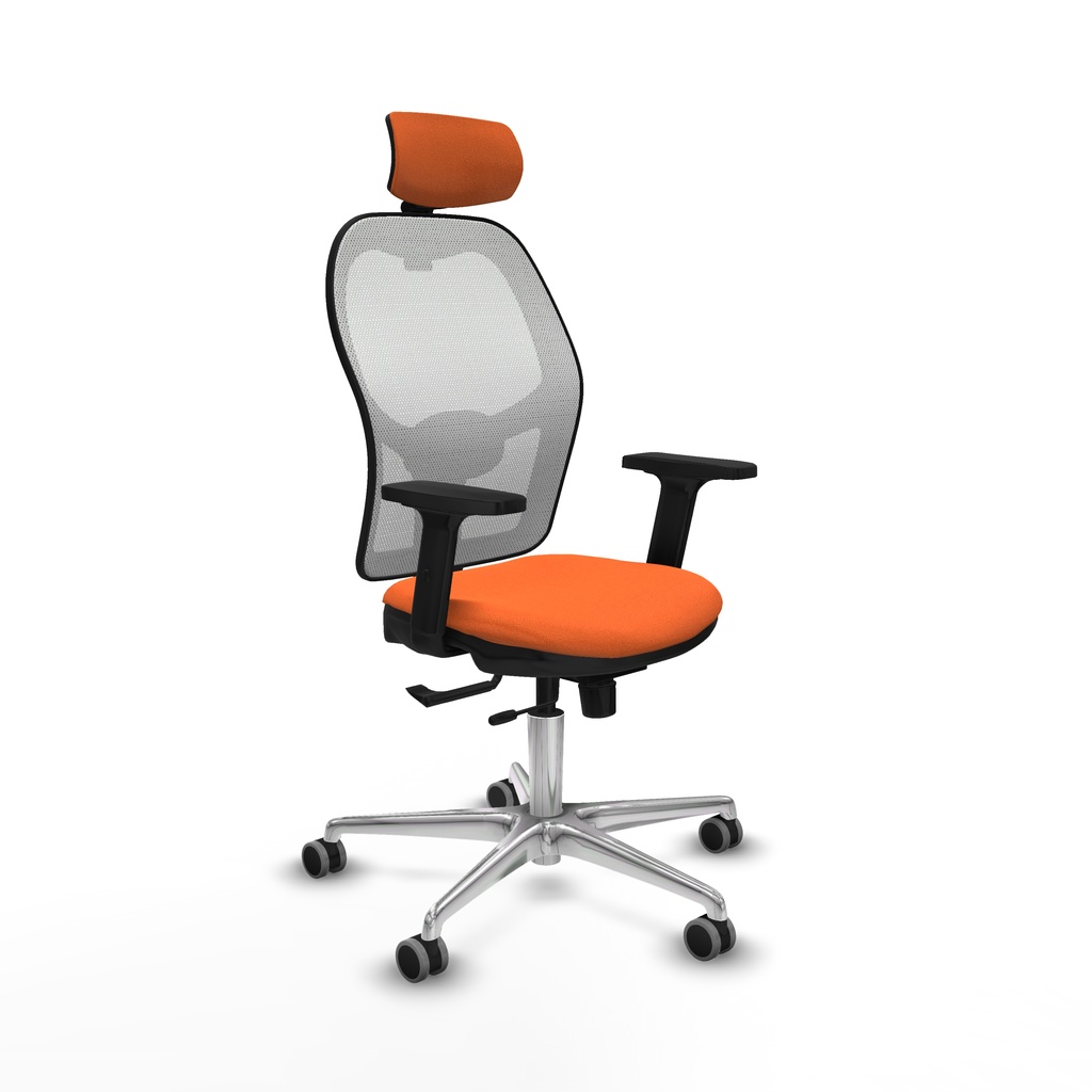 Jorquera traslack malla blanca bali naranja brazos 2D base aluminio cabecero 2D ruedas 65mm engomada