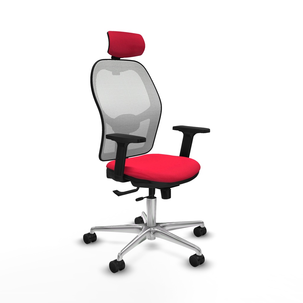 Jorquera traslack malla blanca bali rojo brazos 2D base aluminio cabecero 2D ruedas 65mm nailon