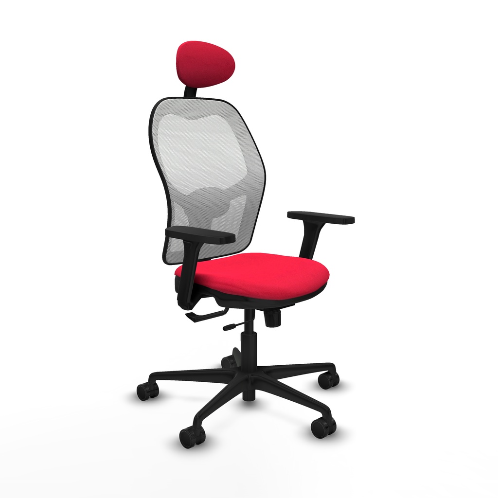 Jorquera traslack malla blanca bali rojo brazos 3D base nailon cabecero fijo ruedas 65mm nailon