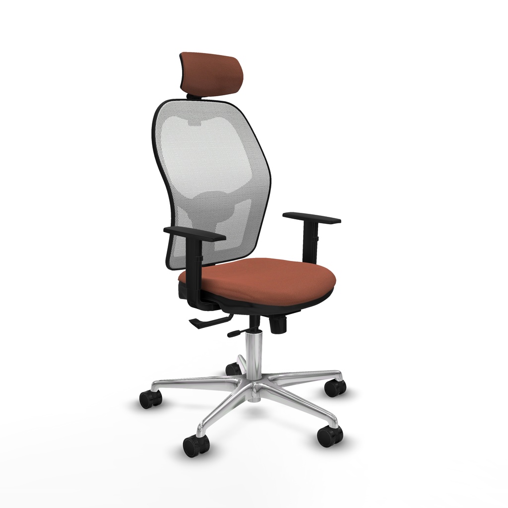 Jorquera traslack malla blanca bali marrón brazos 1D base aluminio cabecero 2D ruedas 65mm nailon