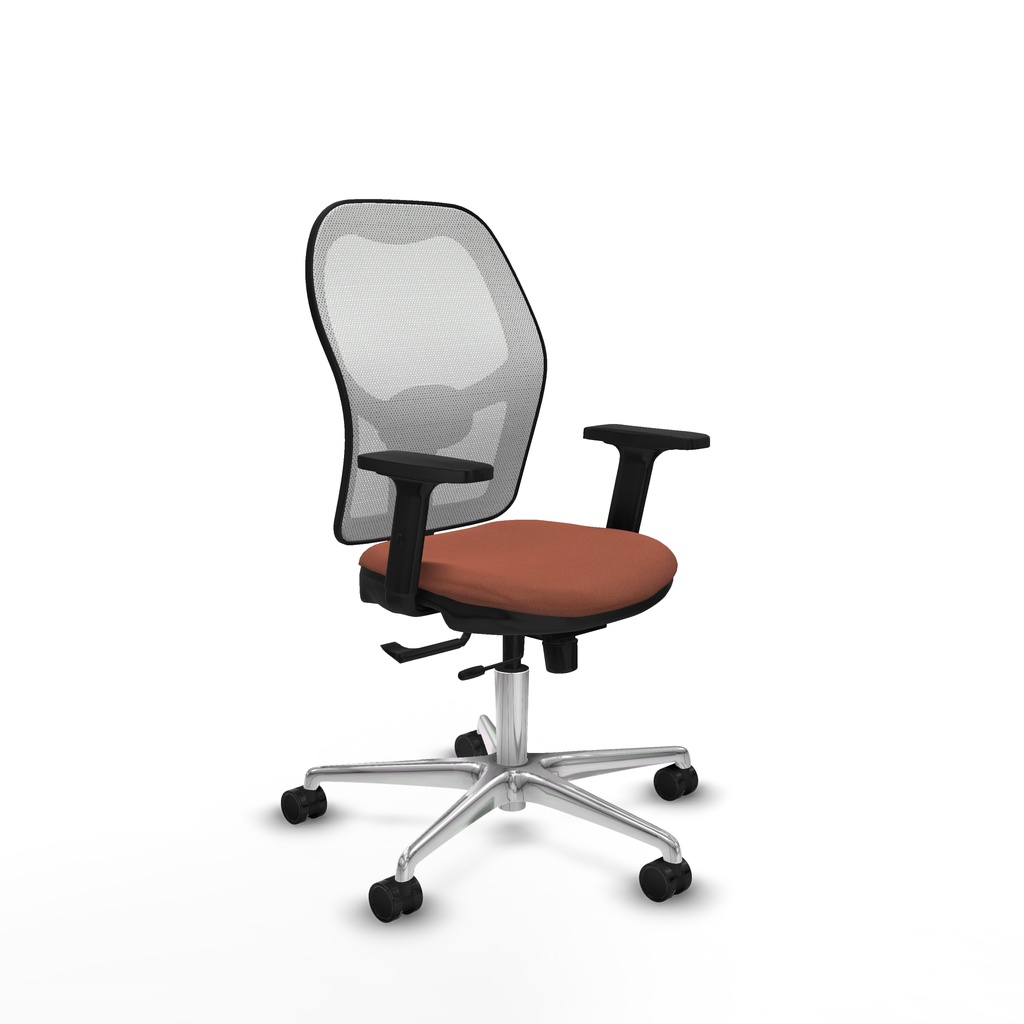 Jorquera traslack malla blanca bali marrón brazos 2D base aluminio  ruedas 65mm nailon