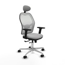 Jorquera traslack malla blanca bali gris claro brazos 2D base aluminio cabecero fijo ruedas 65mm nailon