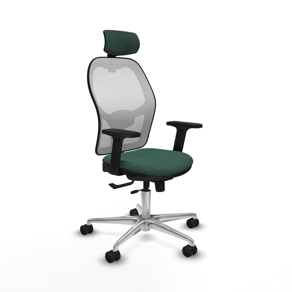 Jorquera traslack malla blanca bali verde botella brazos 2D base aluminio cabecero 2D ruedas 65mm nailon