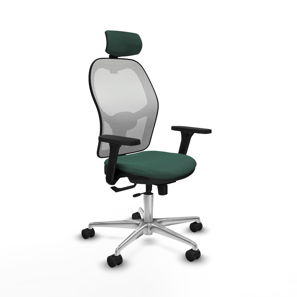 Jorquera traslack malla blanca bali verde botella brazos 3D base aluminio cabecero 2D ruedas 65mm nailon