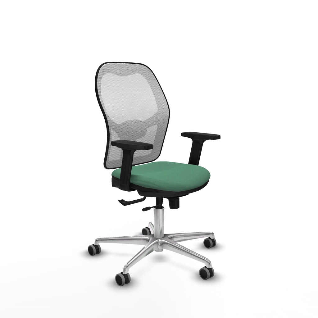 Jorquera traslack malla blanca bali verde esmeralda brazos 2D base aluminio  ruedas 65mm engomada