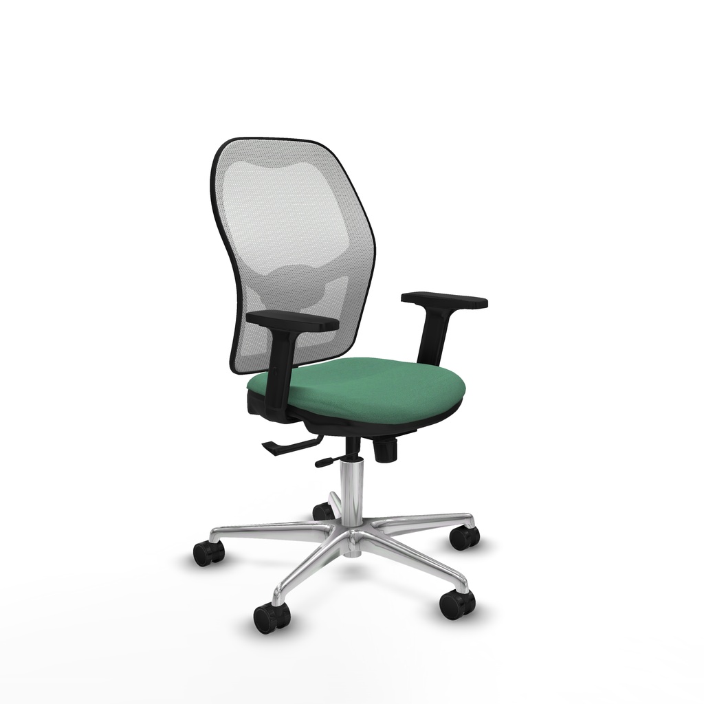 Jorquera traslack malla blanca bali verde esmeralda brazos 2D base aluminio  ruedas 65mm nailon