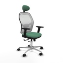 Jorquera traslack malla blanca bali verde esmeralda brazos 2D base aluminio cabecero fijo ruedas 65mm nailon