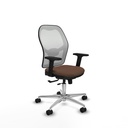 Jorquera traslack malla blanca bali marrón oscuro brazos 2D base aluminio  ruedas 65mm nailon