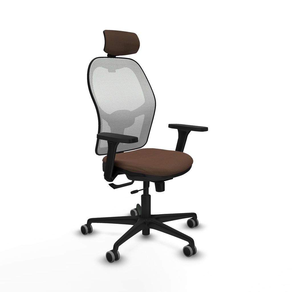 Jorquera traslack malla blanca bali marrón oscuro brazos 3D base nailon cabecero 2D ruedas 65mm engomada