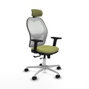 Jorquera traslack malla blanca bali verde oliva brazos 2D base aluminio cabecero 2D ruedas 65mm nailon