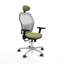 Jorquera traslack malla blanca bali verde oliva brazos 3D base aluminio cabecero fijo ruedas 65mm engomada