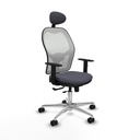 Jorquera traslack malla blanca bali gris oscuro brazos 1D base aluminio cabecero fijo ruedas 65mm nailon