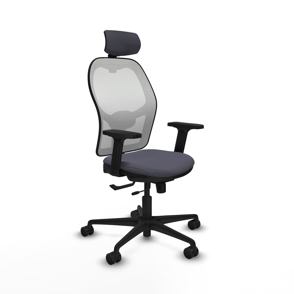 Jorquera traslack malla blanca bali gris oscuro brazos 2D base nailon cabecero 2D ruedas 65mm nailon