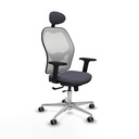 Jorquera traslack malla blanca bali gris oscuro brazos 2D base aluminio cabecero fijo ruedas 65mm engomada
