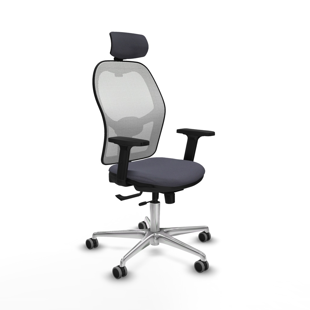Jorquera traslack malla blanca bali gris oscuro brazos 2D base aluminio cabecero 2D ruedas 65mm engomada