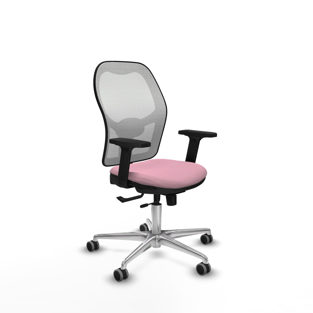 Jorquera traslack malla blanca bali rosa brazos 2D base aluminio  ruedas 65mm engomada