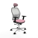Jorquera traslack malla blanca bali rosa brazos 2D base aluminio cabecero fijo ruedas 65mm nailon