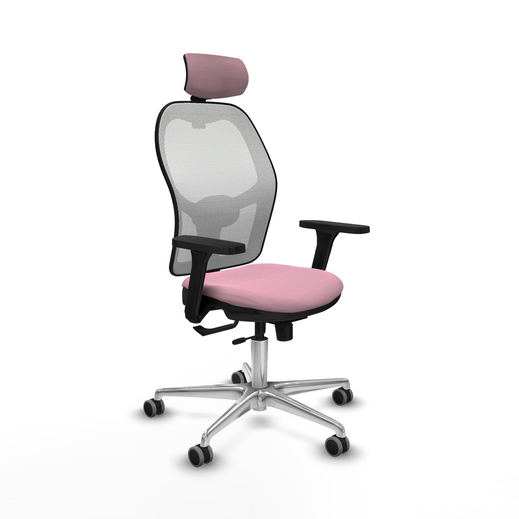 Jorquera traslack malla blanca bali rosa brazos 3D base aluminio cabecero 2D ruedas 65mm engomada