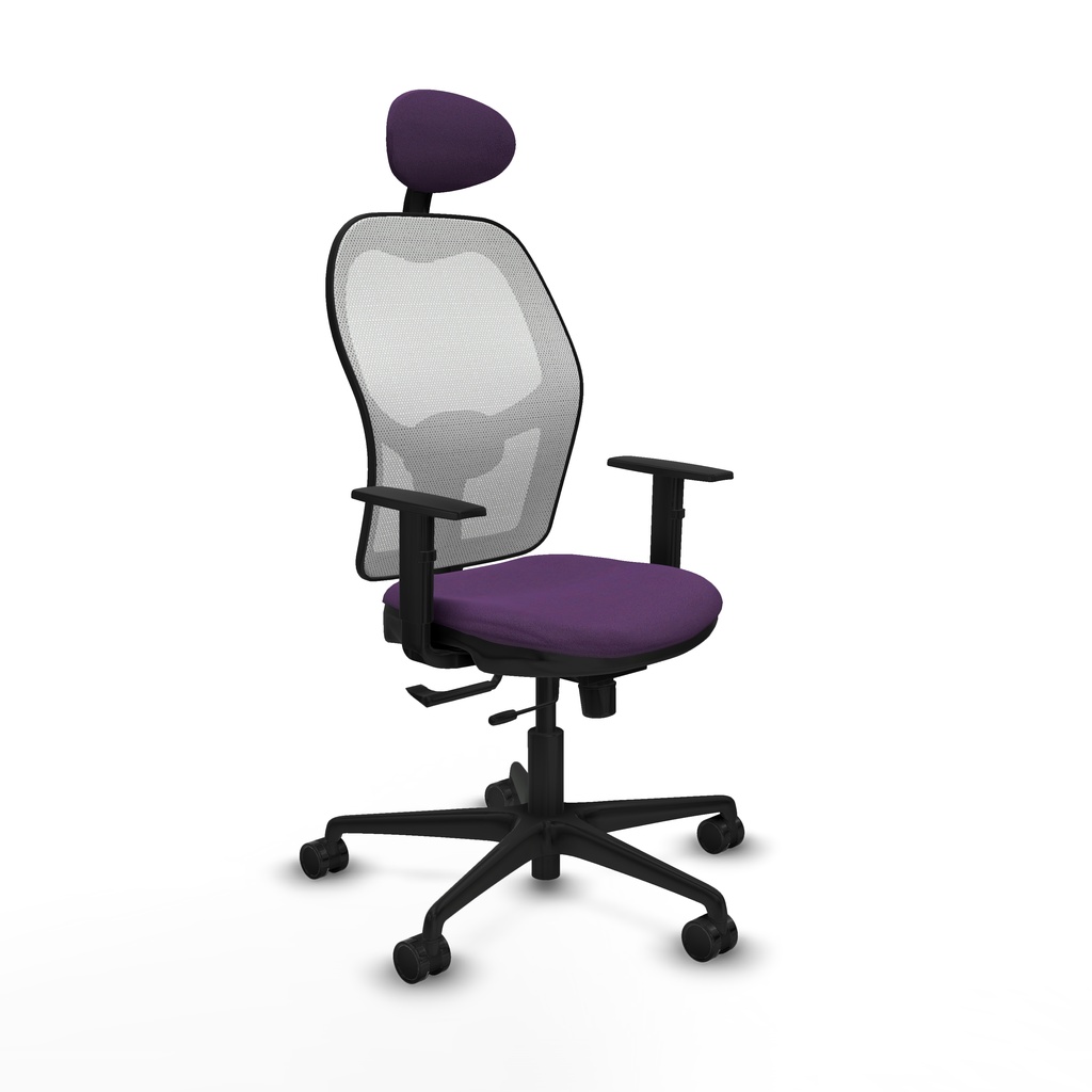 Jorquera traslack malla blanca bali morado brazos 1D base nailon cabecero fijo ruedas 65mm nailon