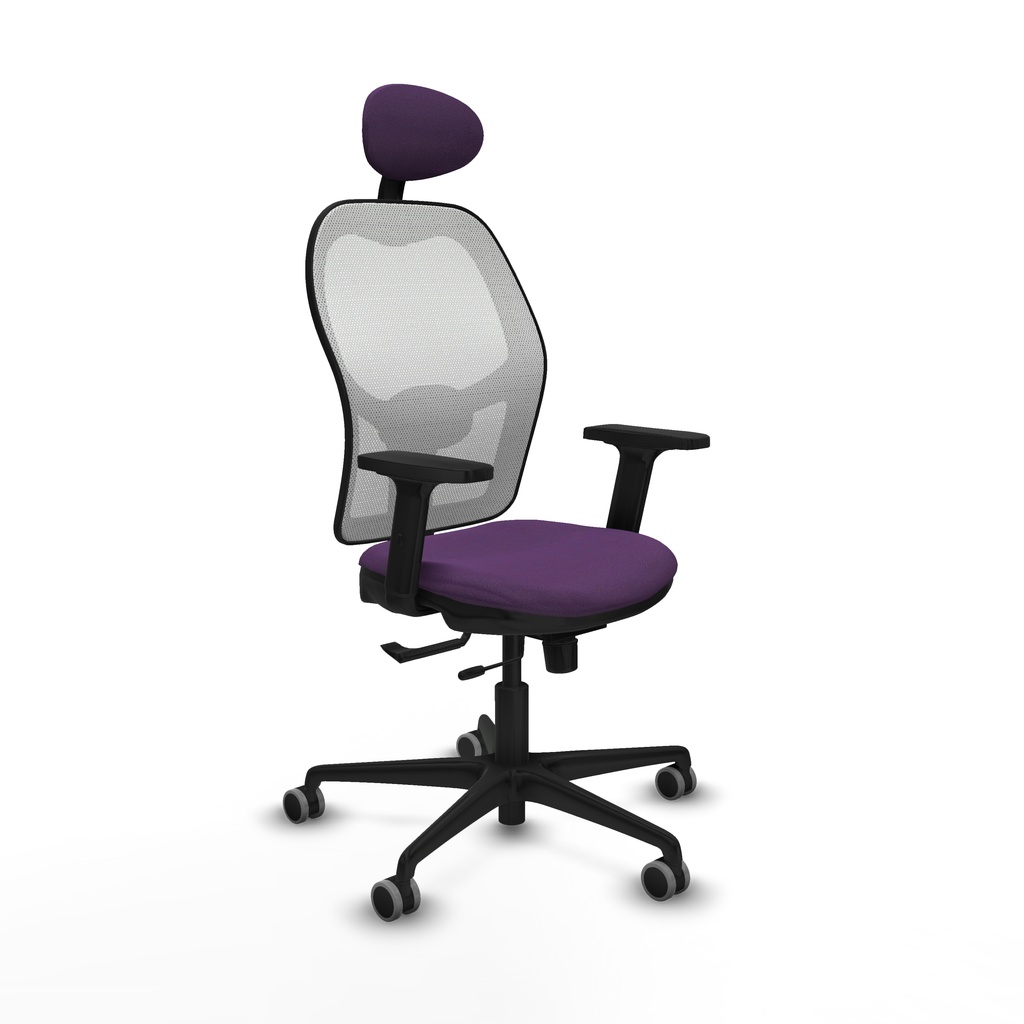 Jorquera traslack malla blanca bali morado brazos 2D base nailon cabecero fijo ruedas 65mm engomada
