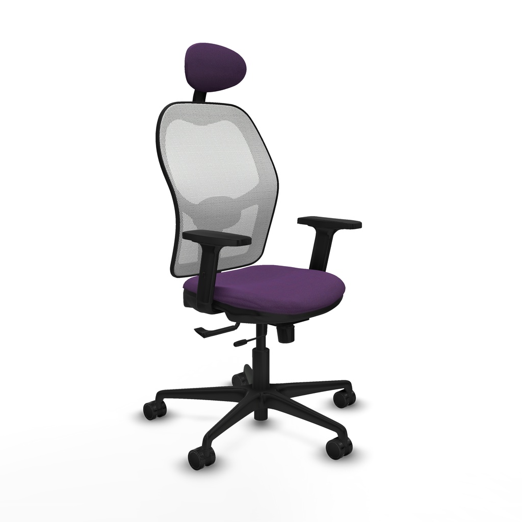 Jorquera traslack malla blanca bali morado brazos 2D base nailon cabecero fijo ruedas 65mm nailon
