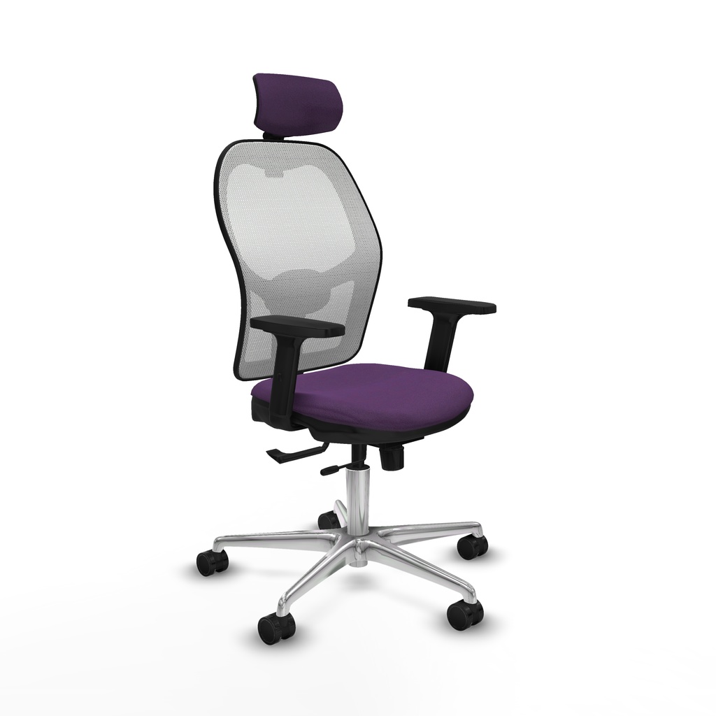 Jorquera traslack malla blanca bali morado brazos 2D base aluminio cabecero 2D ruedas 65mm nailon