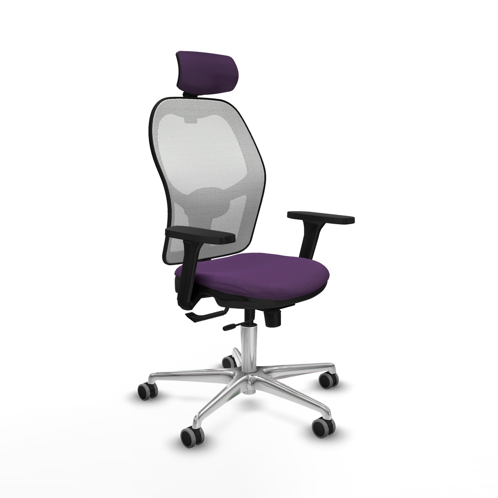 Jorquera traslack malla blanca bali morado brazos 3D base aluminio cabecero 2D ruedas 65mm engomada