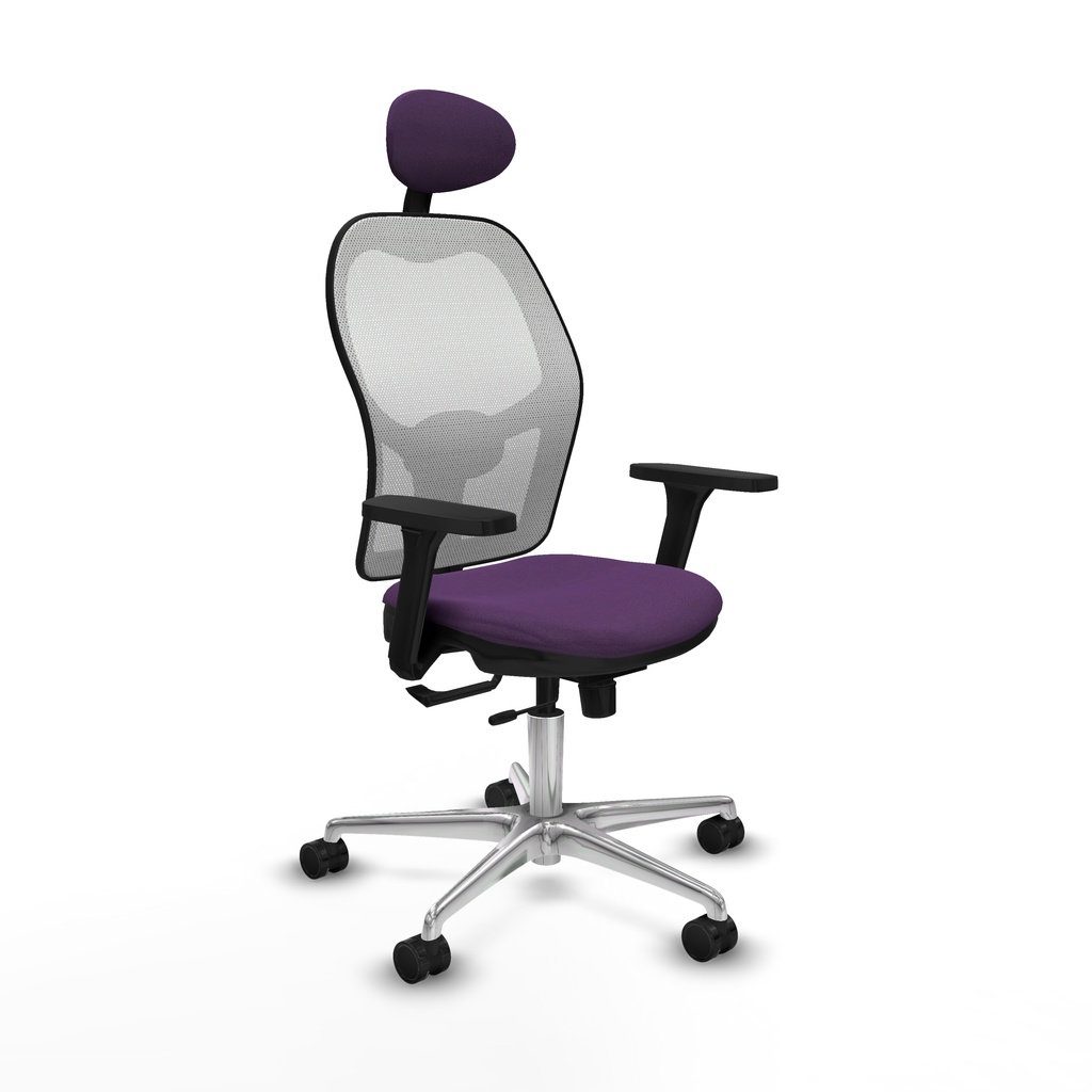 Jorquera traslack malla blanca bali morado brazos 3D base aluminio cabecero fijo ruedas 65mm nailon
