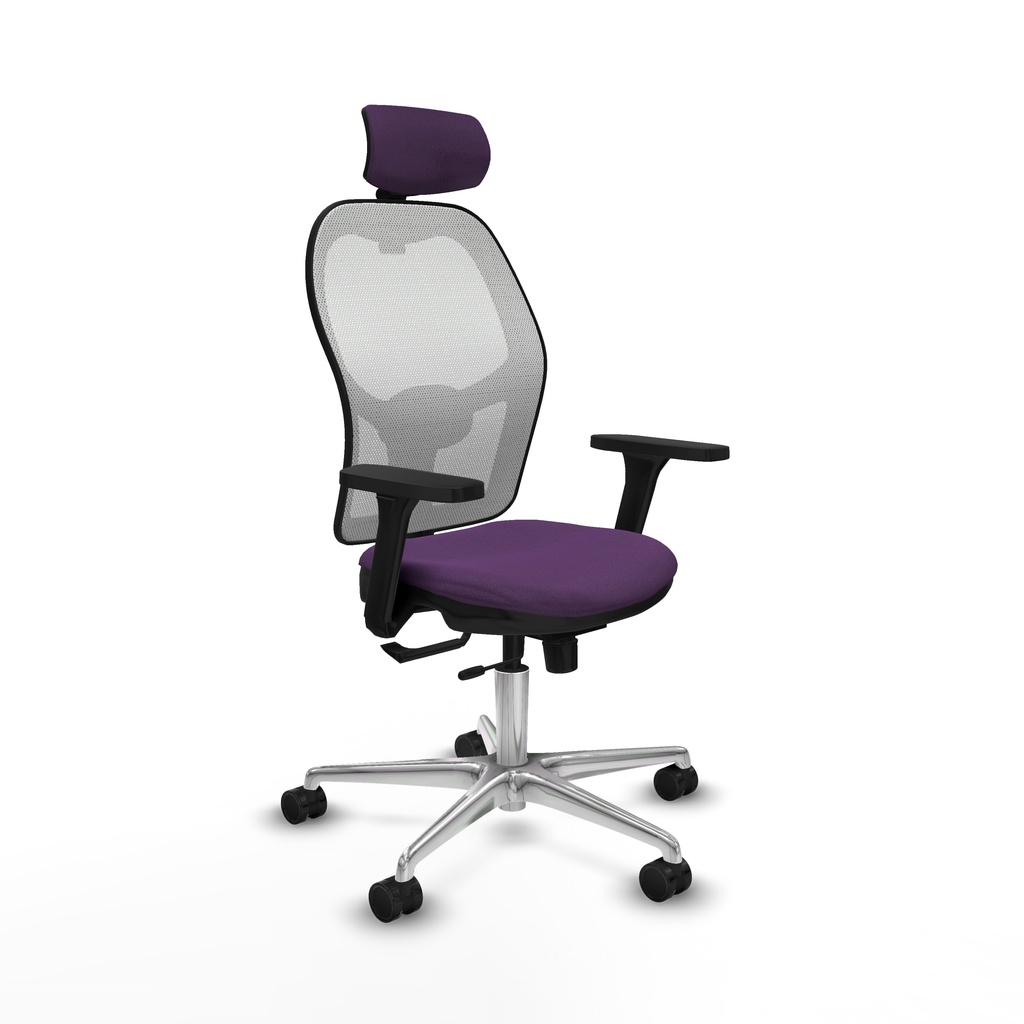 Jorquera traslack malla blanca bali morado brazos 3D base aluminio cabecero 2D ruedas 65mm nailon