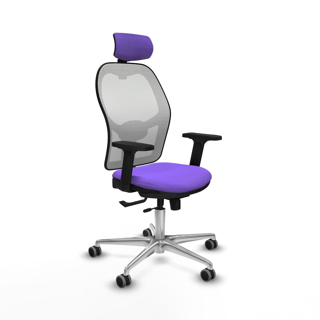 Jorquera traslack malla blanca bali lila brazos 2D base aluminio cabecero 2D ruedas 65mm engomada
