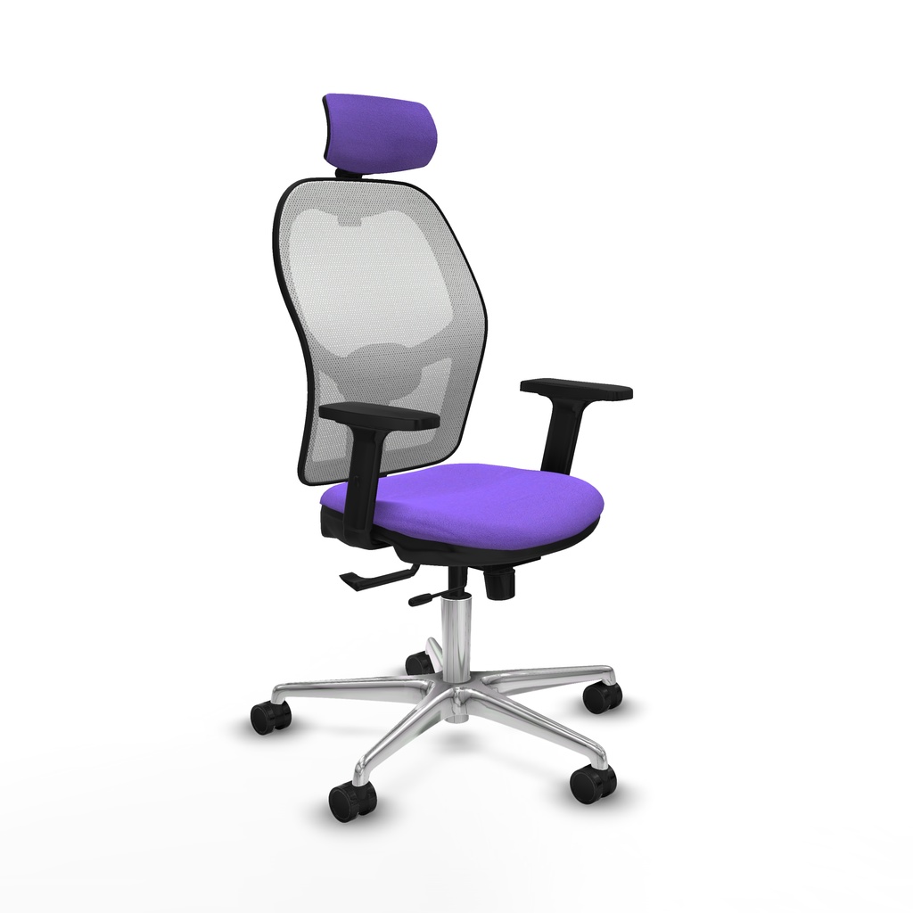 Jorquera traslack malla blanca bali lila brazos 2D base aluminio cabecero 2D ruedas 65mm nailon