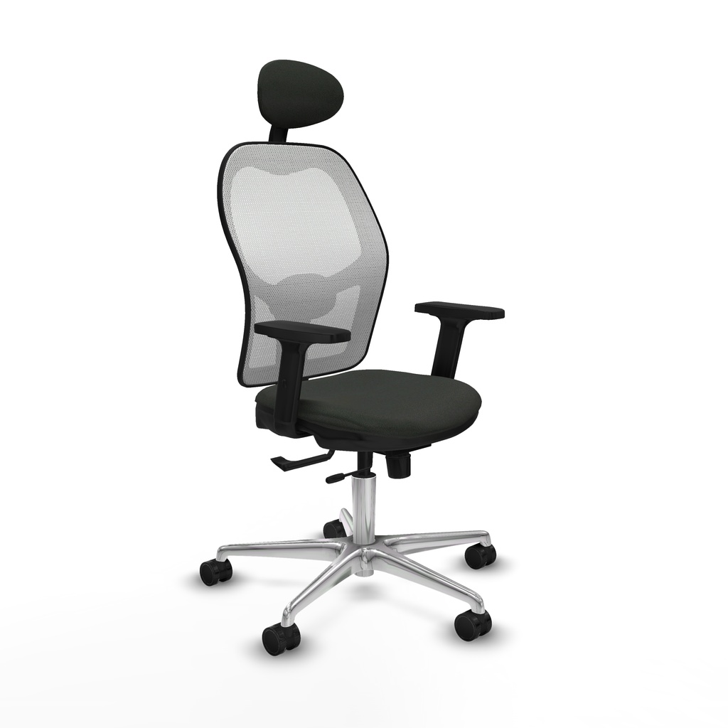 Jorquera traslack malla blanca bali negro brazos 2D base aluminio cabecero fijo ruedas 65mm nailon
