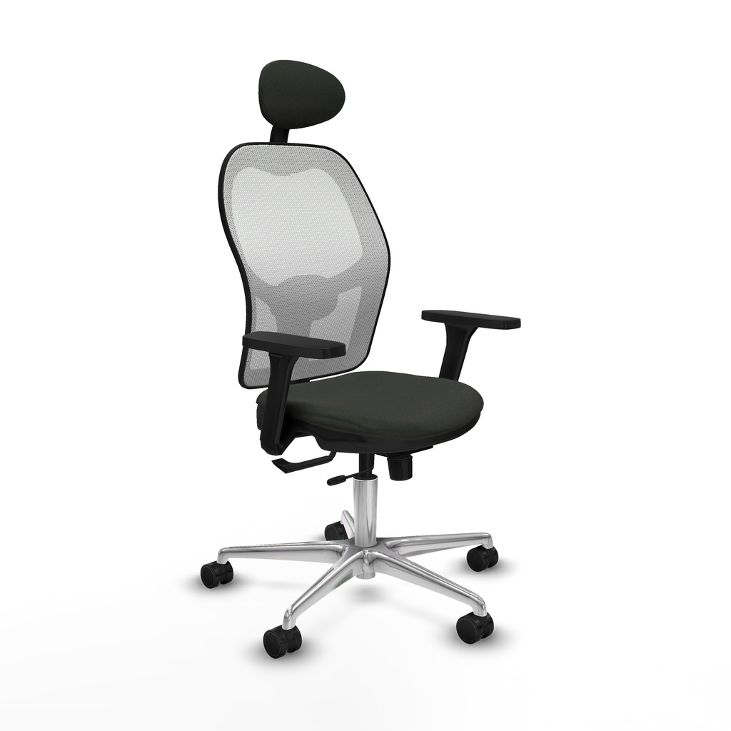 Jorquera traslack malla blanca bali negro brazos 3D base aluminio cabecero fijo ruedas 65mm nailon