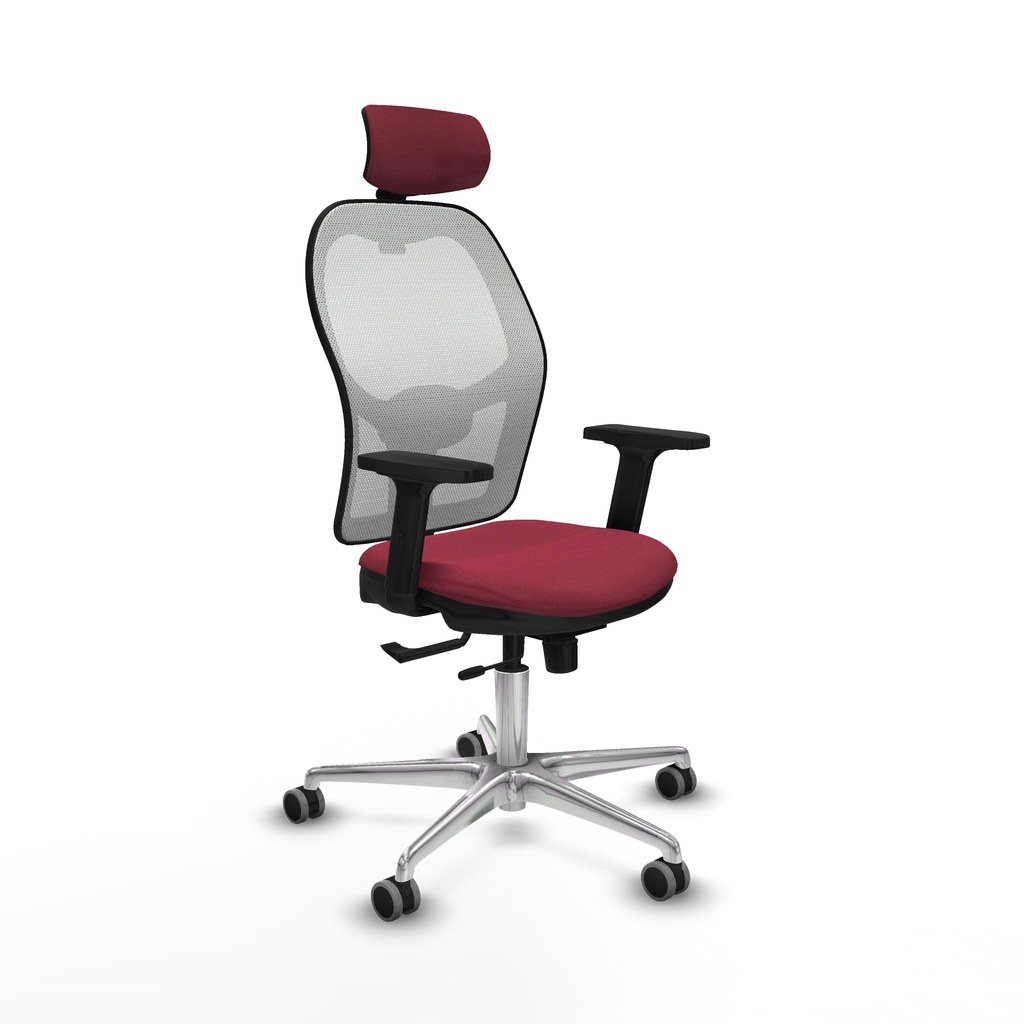 Jorquera traslack malla blanca bali granate brazos 2D base aluminio cabecero 2D ruedas 65mm engomada