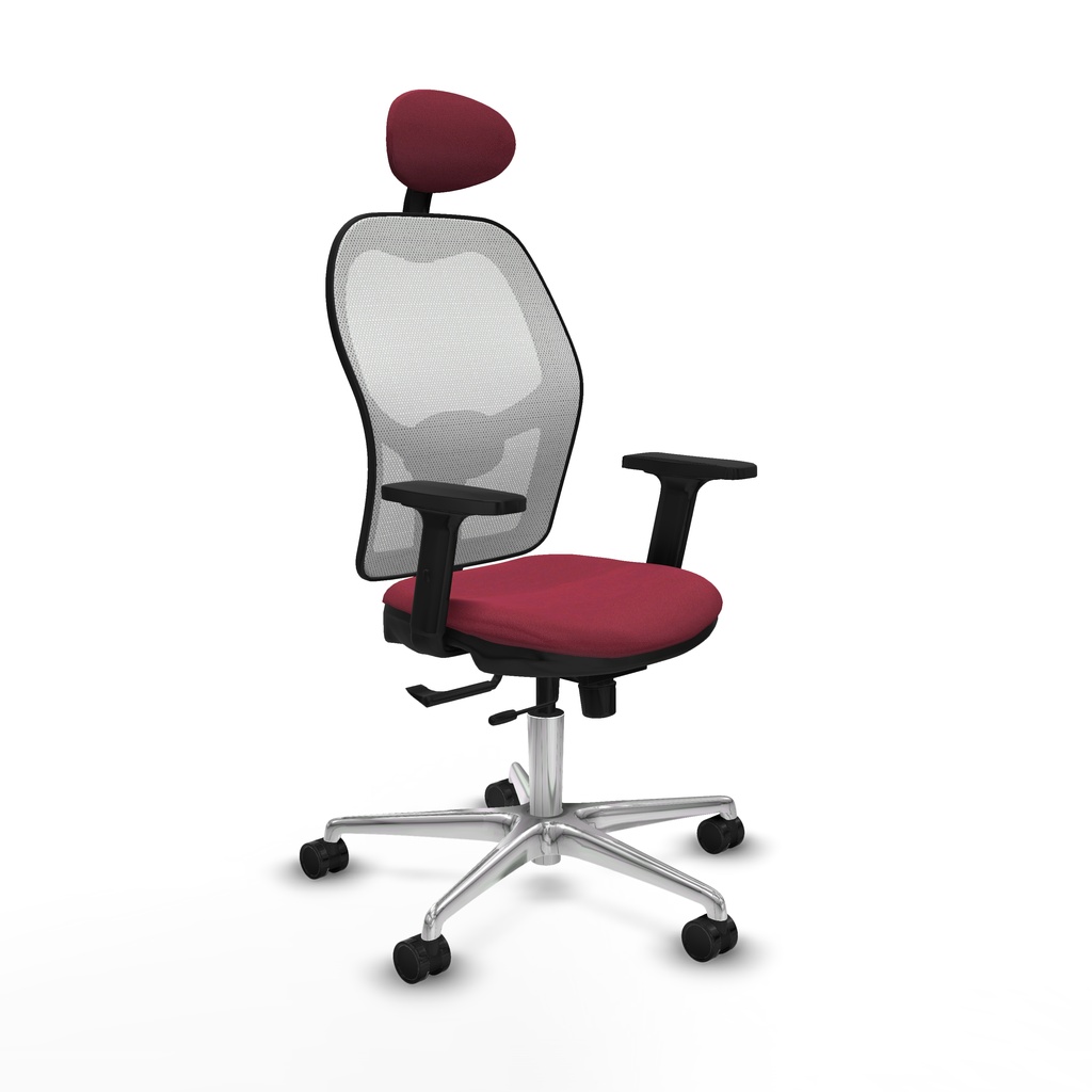 Jorquera traslack malla blanca bali granate brazos 2D base aluminio cabecero fijo ruedas 65mm nailon