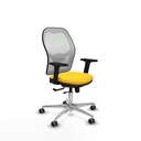 Jorquera traslack malla blanca similpiel amarillo brazos 2D base aluminio  ruedas 65mm engomada