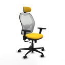 Jorquera traslack malla blanca similpiel amarillo brazos 3D base nailon cabecero 2D ruedas 65mm nailon
