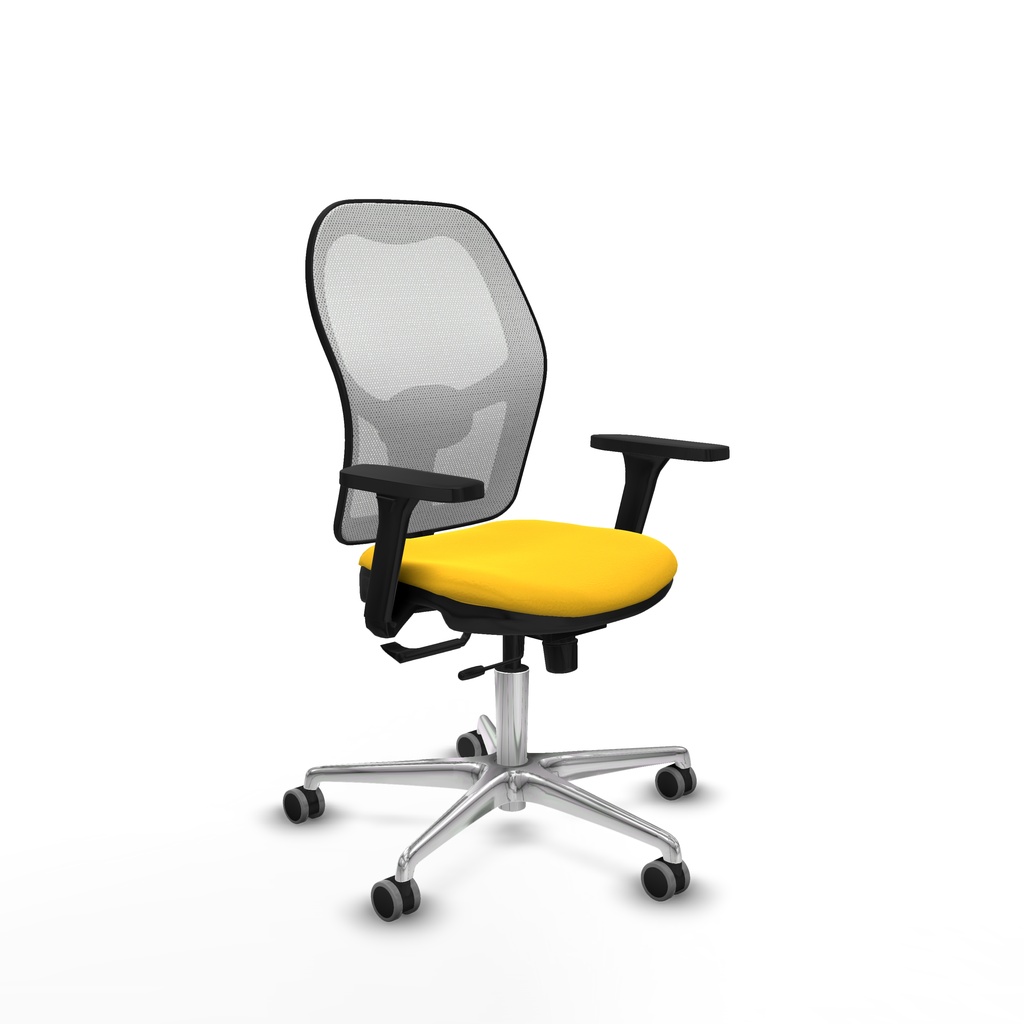 Jorquera traslack malla blanca similpiel amarillo brazos 3D base aluminio  ruedas 65mm engomada