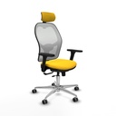 Jorquera traslack malla blanca similpiel amarillo brazos 3D base aluminio cabecero 2D ruedas 65mm engomada