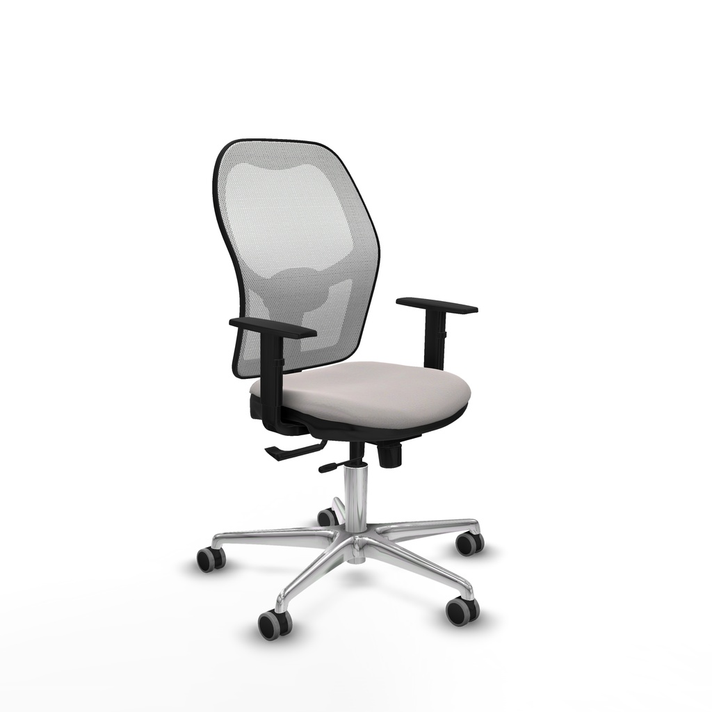 Jorquera traslack malla blanca similpiel blanco brazos 1D base aluminio  ruedas 65mm engomada