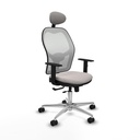 Jorquera traslack malla blanca similpiel blanco brazos 1D base aluminio cabecero fijo ruedas 65mm nailon