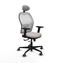 Jorquera traslack malla blanca similpiel blanco brazos 2D base nailon cabecero fijo ruedas 65mm engomada