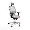 Jorquera traslack malla blanca similpiel blanco brazos 2D base aluminio cabecero fijo ruedas 65mm engomada