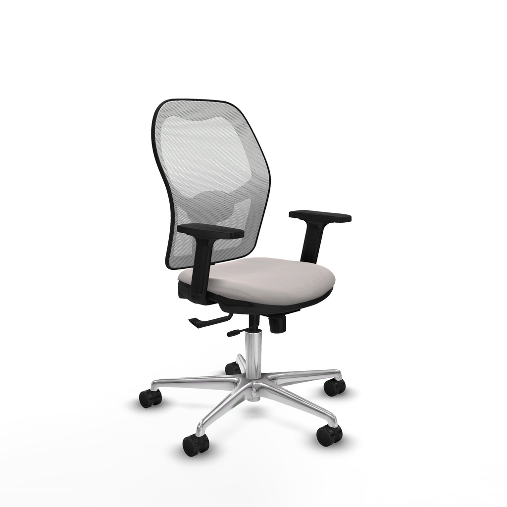 Jorquera traslack malla blanca similpiel blanco brazos 2D base aluminio  ruedas 65mm nailon