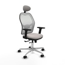 Jorquera traslack malla blanca similpiel blanco brazos 2D base aluminio cabecero fijo ruedas 65mm nailon