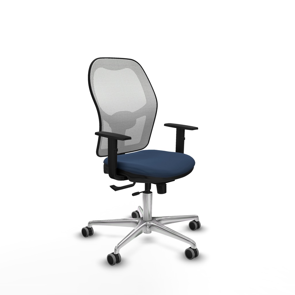 Jorquera traslack malla blanca similpiel azul marino brazos 1D base aluminio  ruedas 65mm engomada