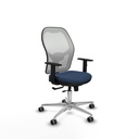 Jorquera traslack malla blanca similpiel azul marino brazos 1D base aluminio  ruedas 65mm engomada