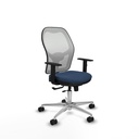 Jorquera traslack malla blanca similpiel azul marino brazos 1D base aluminio  ruedas 65mm nailon