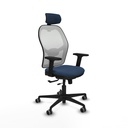 Jorquera traslack malla blanca similpiel azul marino brazos 2D base nailon cabecero 2D ruedas 65mm engomada
